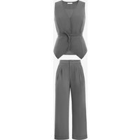 Womens Grey 2 Piece V Neck Outfits | CicyBell