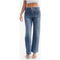 Womens Jean Blue Straight Leg High Waisted Jeans | CicyBell