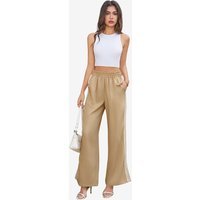 Womens Khaki Wide Leg High Waisted Pants | CicyBell