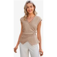 Womens Khaki V Neck Wrap Tank Tops | CicyBell