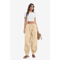 Womens Light Khaki Baggy Pleated Harem Pants | CicyBell