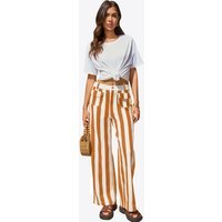 Womens Orange Striped Wide Leg Jeans | CicyBell