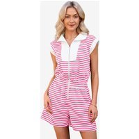 Womens Pink Summer Striped Rompers | CicyBell