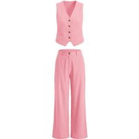 Womens Pink V Neck 2 Piece Outfits | CicyBell