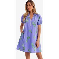 Womens Purple Puff Sleeve Mini Dresses | CicyBell