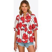 Womens Red Floral Babydoll Blouse | CicyBell