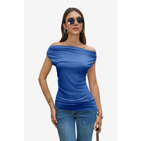 Womens Royal Blue Cowl Neck Tank Tops | CicyBell