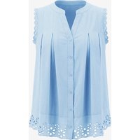 Womens Sky Blue Summer Eyelet Tank Tops | CicyBell