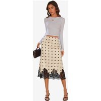 Womens Wave Point Color Silk Satin Midi Skirts | CicyBell