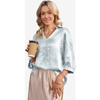 Womens White Metallic 3/4 Sleeve | CicyBell