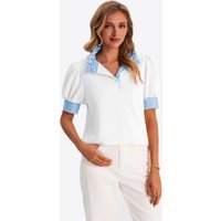 Womens White Summer Puff Sleeve Blouses | CicyBell
