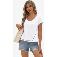 Breathable White Cotton Tee Exposed Seam | CicyBell