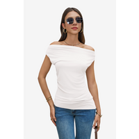 Womens White Cowl Neck Tank Tops | CicyBell