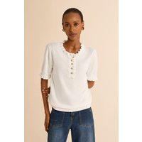 Womens White Puff Short Sleeve Sweater Tops | CicyBell