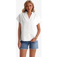 Womens White V Neck Blouse Tops  | CicyBell
