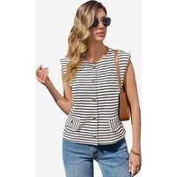 Womens White Summer Striped Vest | CicyBell