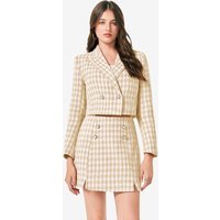 Cicy Bell Womens Beige Cropped Tweed Blazer Sets