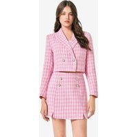 Cicy Bell Womens Pink Cropped Tweed Blazer Sets