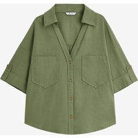 Womens Army Green Short Sleeve Button Down Shirts | CicyBell