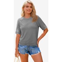 Wrinkle-Free Grey Half Sleeve Sweater Raglan Knit | CicyBell