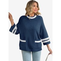 Wrinkle-Free Navy Mock Neck Oversized Sweater | CicyBell