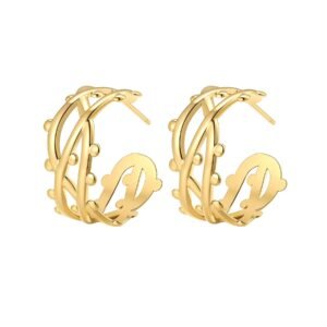 Bubble Twist Hoop Earrings Waterproof - Gold