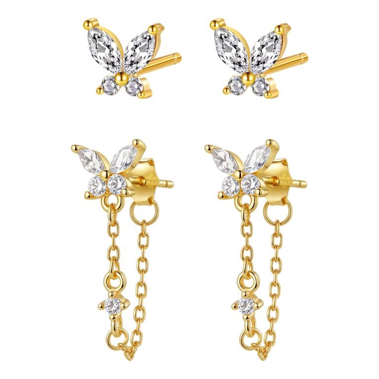 Butterfly Blossom Earrings Set Sterling Silver - Gold