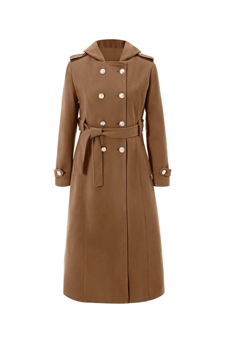 Cicy Bell Womens Brown Long Hooded Coat - Brown / Small