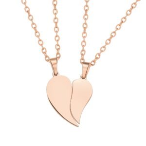 Connected Love Hearts Necklace Set Waterproof - Rose Gold