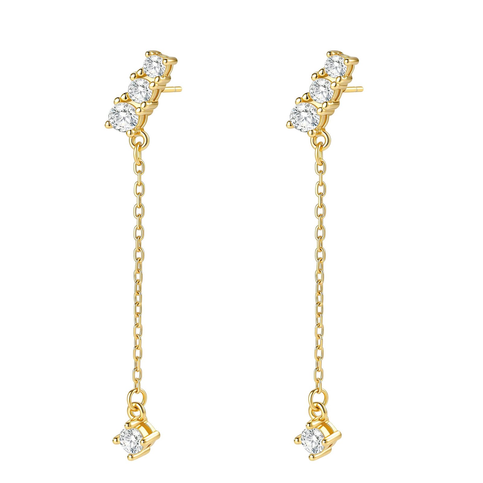 Crystal Bar Dangle Earrings Sterling Silver - Gold
