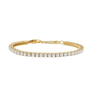 Crystal Tennis Bracelet Waterproof - Gold