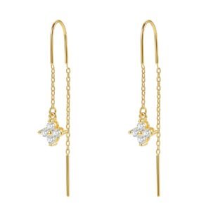 Crystal Threader Earrings Sterling Silver - Gold