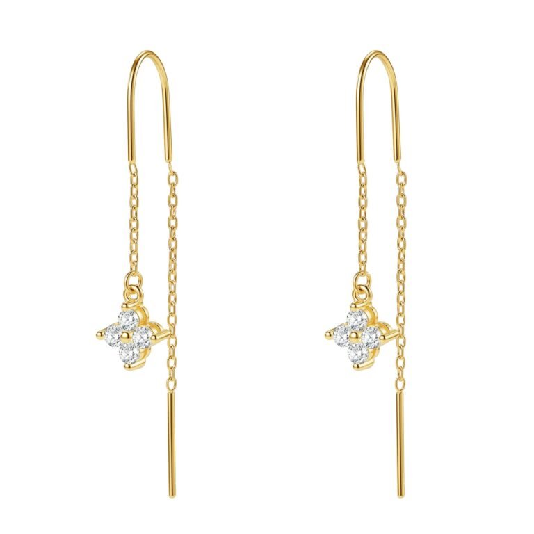 Crystal Threader Earrings Sterling Silver - Gold