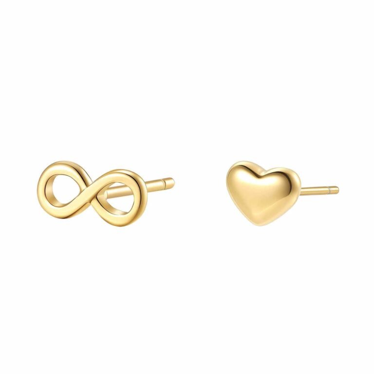 Dainty Infinity Heart Stud Earrings Waterproof - Gold