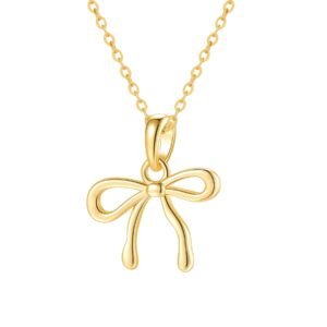 Dainty Bow Pendant Necklace Sterling Silver - Gold / Pendant Only