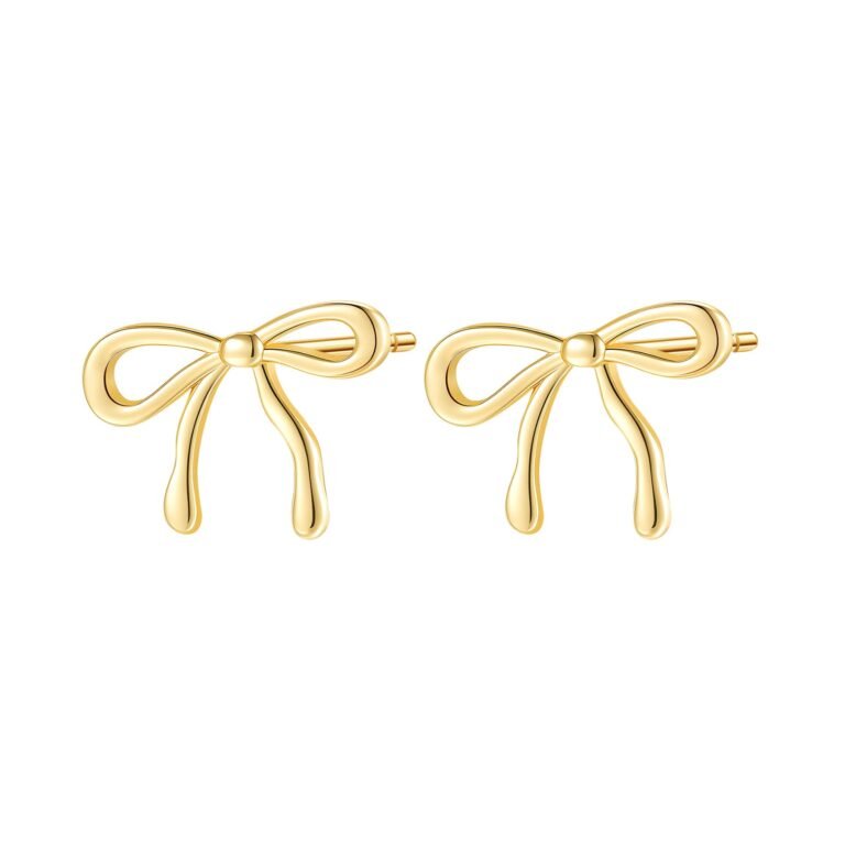 Dainty Bow Studs Earrings Sterling Silver - Gold
