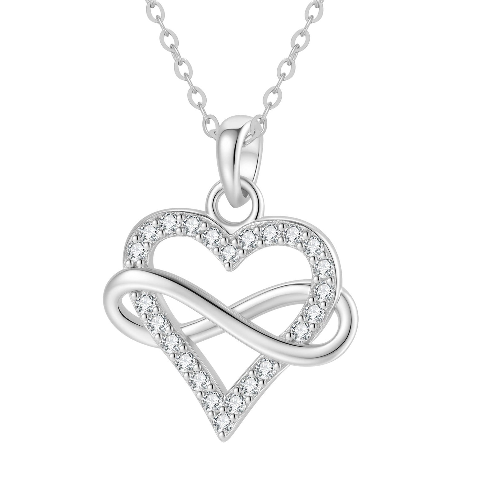 Dainty Endless Love Necklace Sterling Silver - Silver / Pendant Only