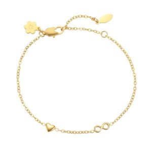 Dainty Infinity Heart Bracelet Waterproof - Gold