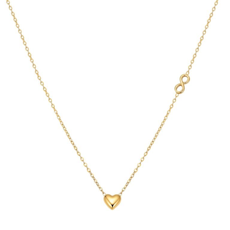 Dainty Infinity Heart Necklace Waterproof - Gold