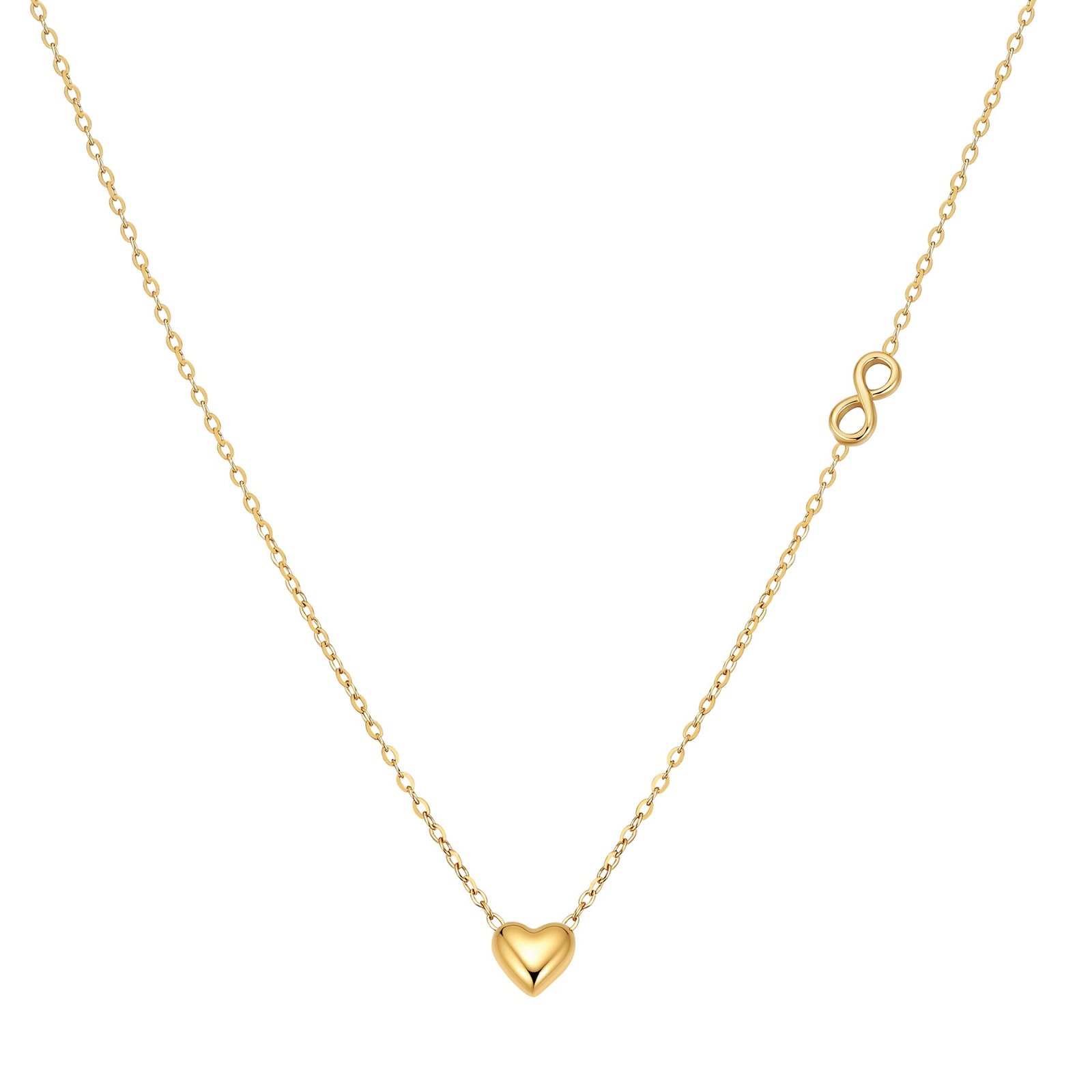 Dainty Infinity Heart Necklace Waterproof - Gold