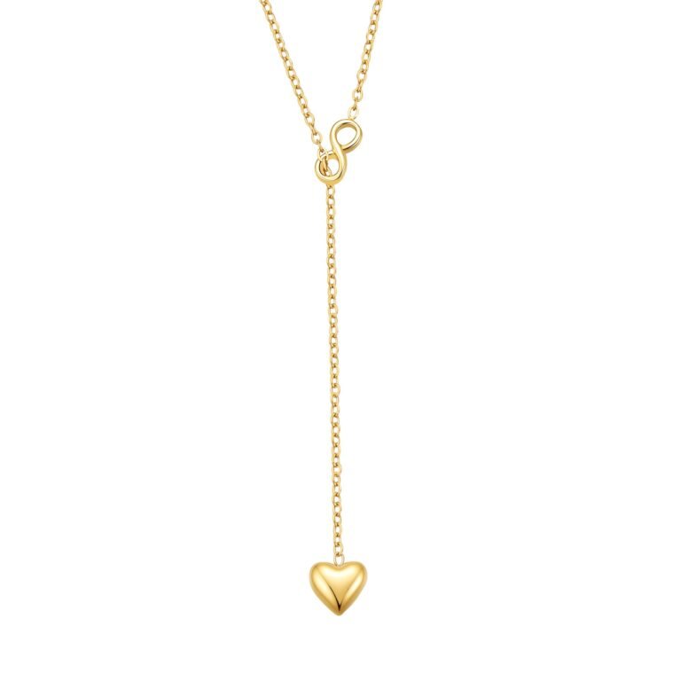 Dainty Infinity Heart Y Necklace Waterproof - Gold