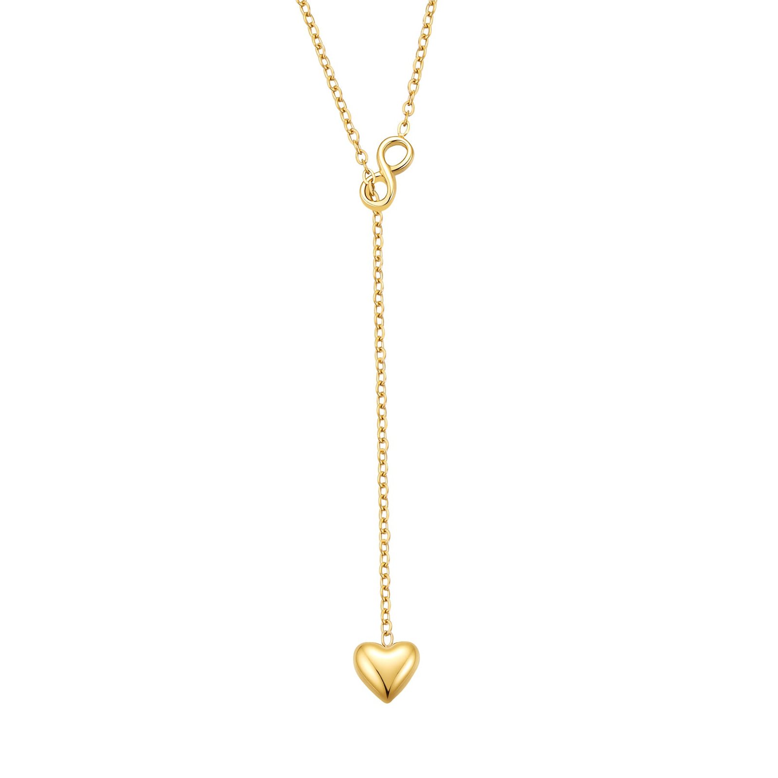Dainty Infinity Heart Y Necklace Waterproof - Gold