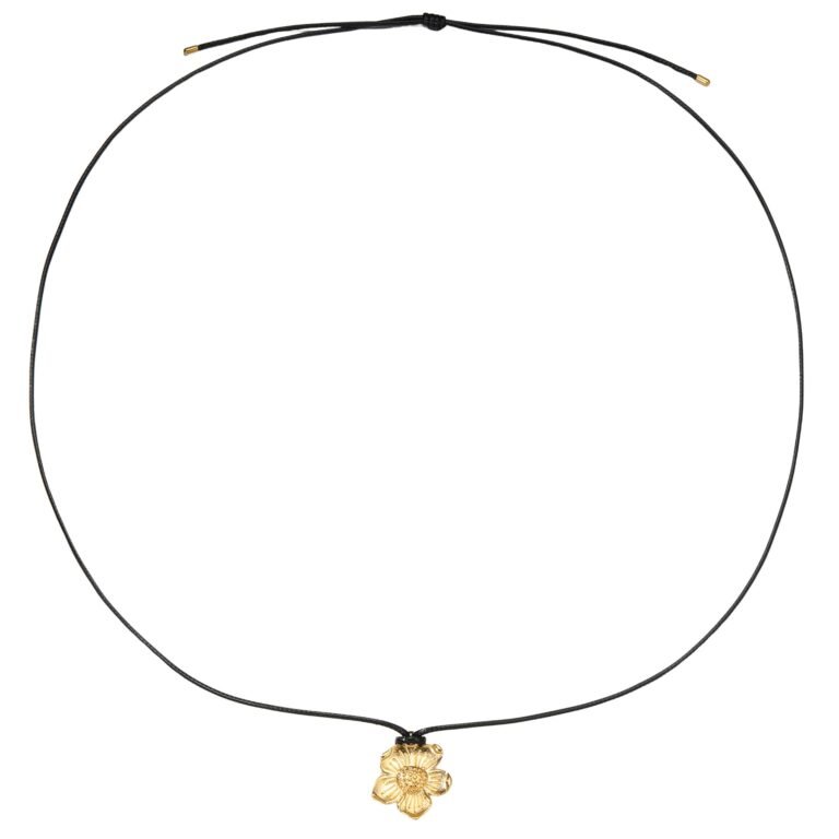 Daisy Flower Charm Cord Necklace Waterproof - Gold