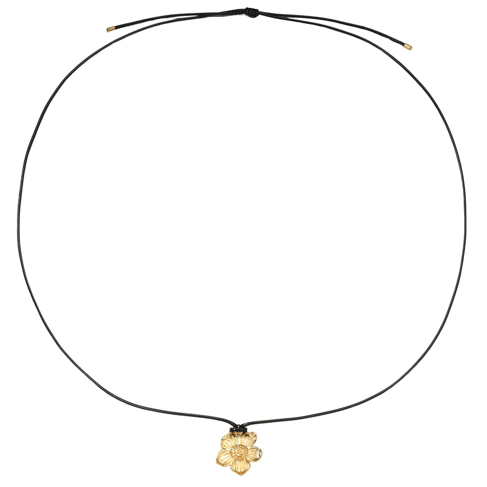 Daisy Flower Charm Cord Necklace Waterproof - Gold