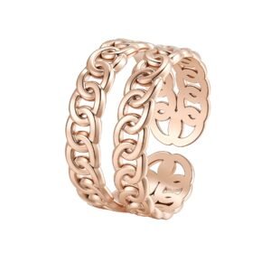 Double Chain Open Ring Waterproof - Rose Gold