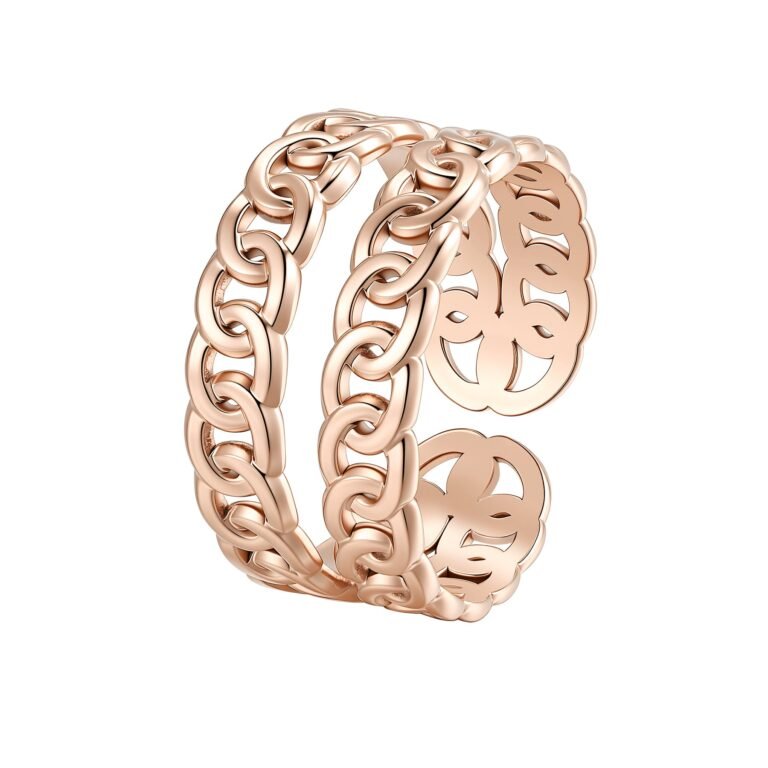 Double Chain Open Ring Waterproof - Rose Gold