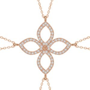 Friendship Souls Four Crystal Necklace Set Waterproof - Rose Gold