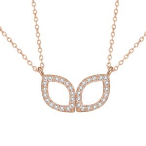 Friendship Souls Two Crystal Necklace Set Waterproof - Rose Gold