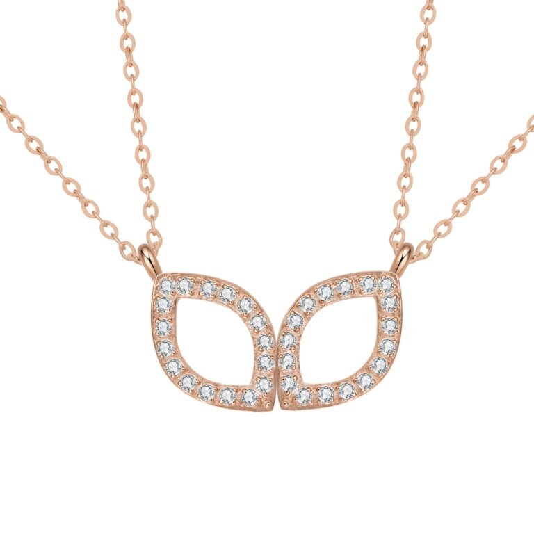 Friendship Souls Two Crystal Necklace Set Waterproof - Rose Gold