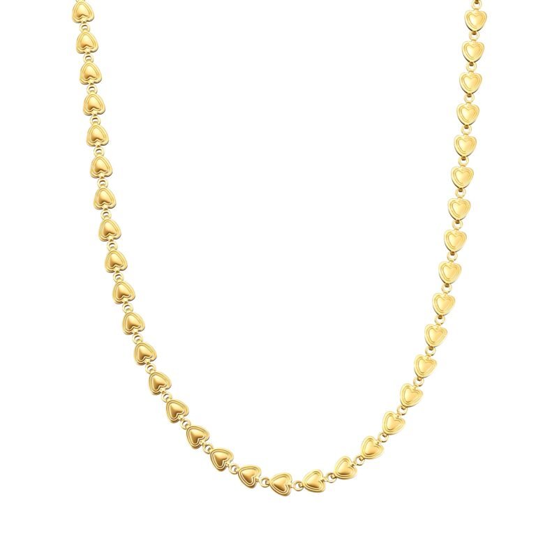 Heart Link Choker Waterproof - Gold